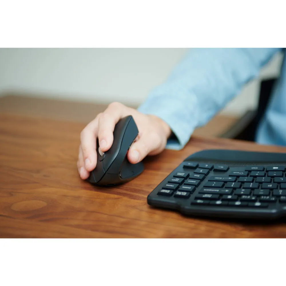 Kensington Pro Fit Ergo KM675 EQ Fare dahil Ofis RF Kablosuz + Bluetooth QWERTY İspanyolca Siyah Klavye Thumbnail 5