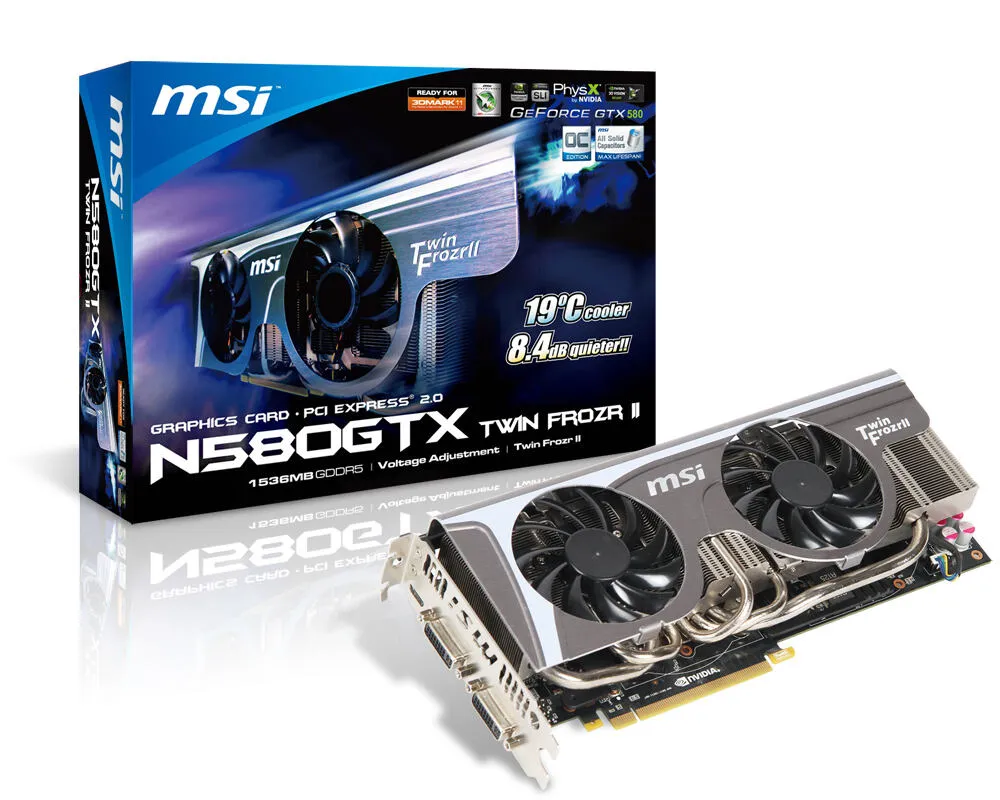 MSI GeForce GTX 580 Twin Frozr II 1536MB NVIDIA 1,5 GB GDDR5 Ekran Kartı