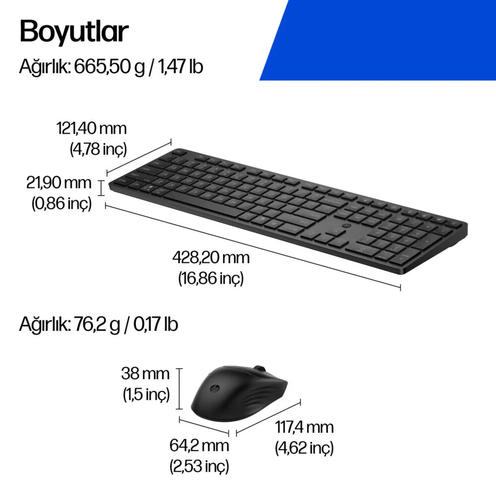 HP Çoklu Cihaz Çift Modlu 495C BE1Q0UT Kablosuz Klavye & Mouse Seti Thumbnail 5