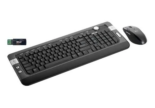 Trust Wireless Laser MediaPlayer Deskset DS-4700R FR Fare dahil RF kablosuz Siyah Klavye & Mouse Seti