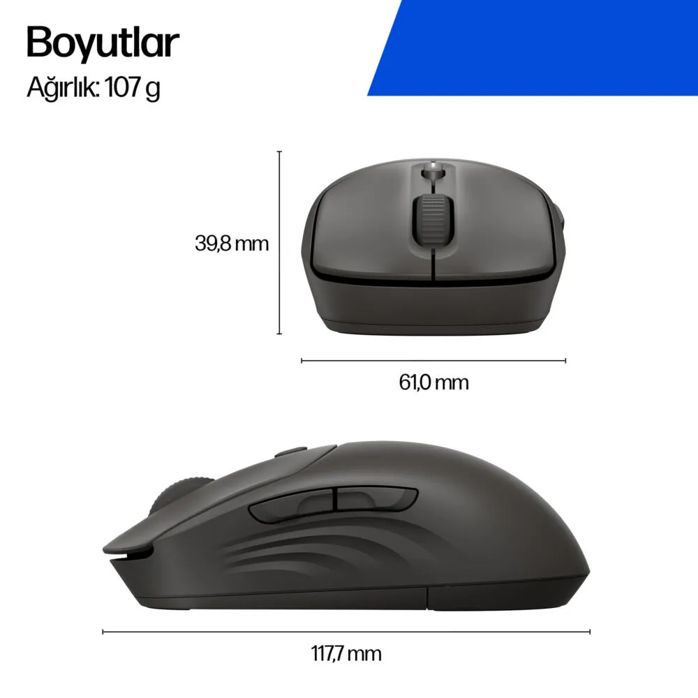 HP 405 Sessiz Siyah AZ7B3AA 1200 DPI Bluetooth Kablosuz Mouse Thumbnail 2