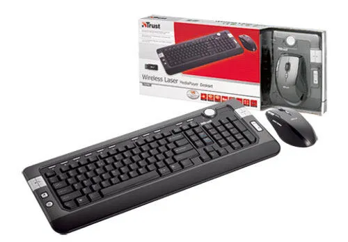 Trust Wireless Laser MediaPlayer Deskset DS-4700R Fare dahil RF kablosuz Siyah Klavye & Mouse Seti