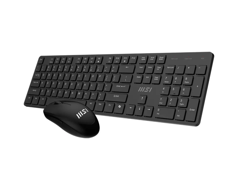 MSI FORGE K200 WIRELESS COMBO US Fare dahil Ev / Ofis USB QWERTY ABD Uluslararası Siyah Klavye & Mouse Seti Thumbnail 1