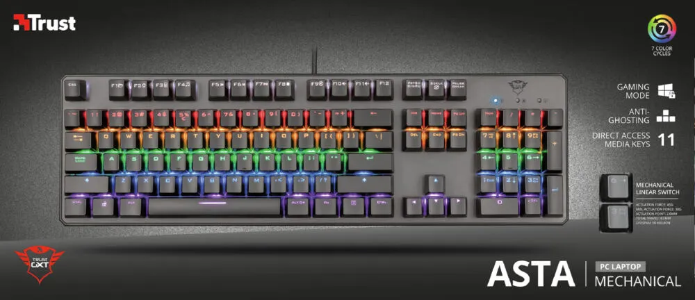 Trust GXT 865 Asta 22633 Mekanik RGB Oyuncu Klavyesi Thumbnail 7