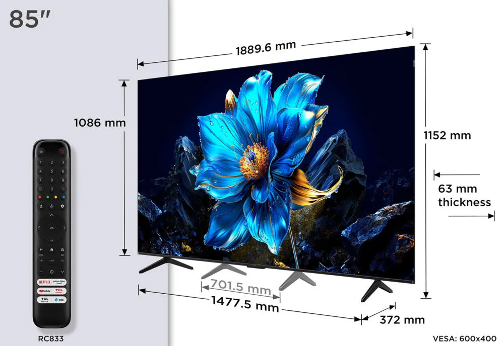 TCL 85P7K-UK 85 inç 4K Ultra HD QLED TV Thumbnail 4