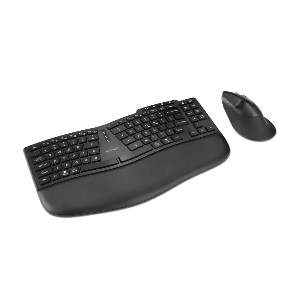 Kensington Pro Fit Ergo KM675 EQ Fare dahil Ofis RF Kablosuz + Bluetooth QWERTY İspanyolca Siyah Klavye