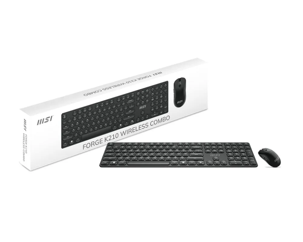 MSI FORGE K210 WIRELESS COMBO Fare dahil Ev / Ofis USB QWERTY Amerikan İngilizcesi Siyah Klavye & Mouse Seti Thumbnail 4