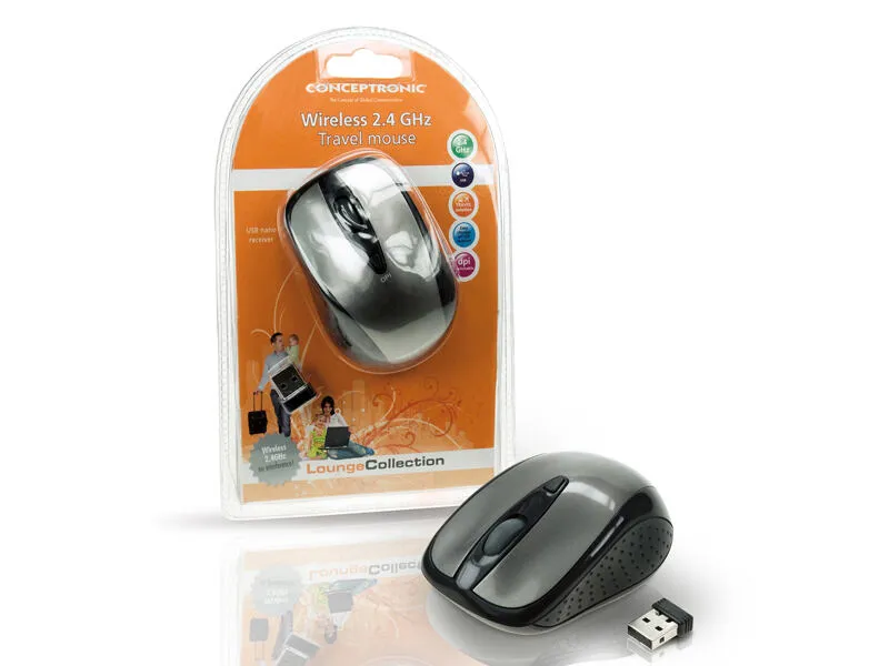 Conceptronic Wireless 2.4GHZ Travel RF kablosuz Optik 1600 DPI Mouse Thumbnail 2