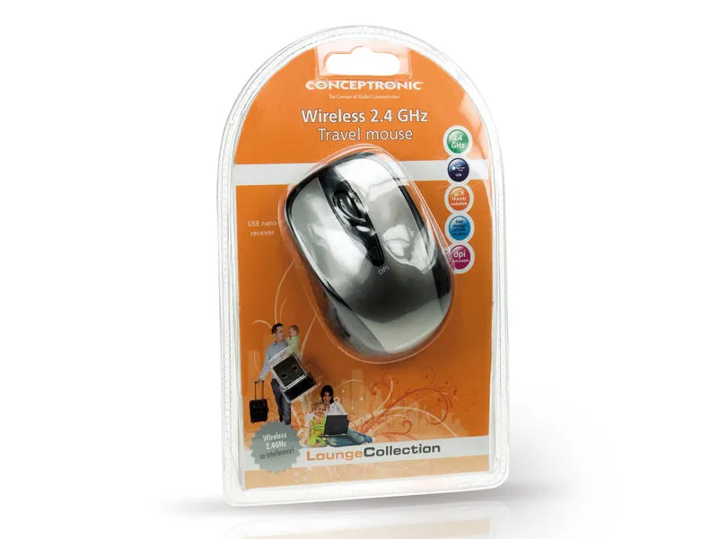 Conceptronic Wireless 2.4GHZ Travel RF kablosuz Optik 1600 DPI Mouse Thumbnail 3