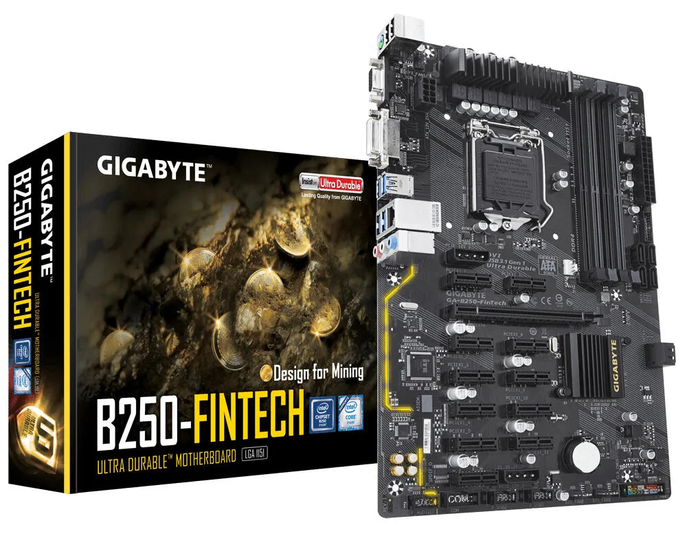 GIGABYTE GA-B250-FinTech LGA1151 4x DDR4 ATX Anakart Thumbnail 1