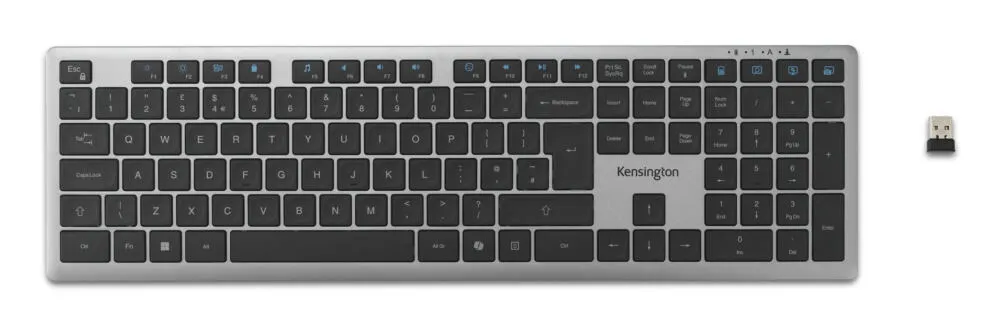 Kensington K75408UK Ev / Ofis RF Kablosuz + Bluetooth QWERTY İngiliz İngilizcesi Gri Klavye