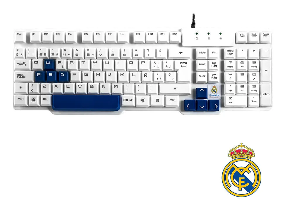 Mars Gaming MCPCHAMPIONRM Fare dahil Oyun USB QWERTY İspanyolca Mavi, Beyaz Oyuncu Klavyesi Thumbnail 1