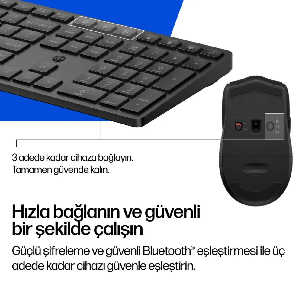 HP Çoklu Cihaz Çift Modlu 490C BE1M5AA Kablosuz Klavye & Mouse Seti Thumbnail 6