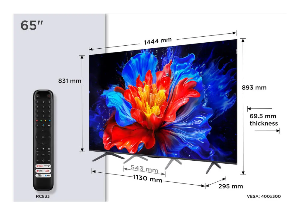 TCL 65P8K 65 inç 120Hz 4K Ultra HD QLED TV Televizyon (TV)