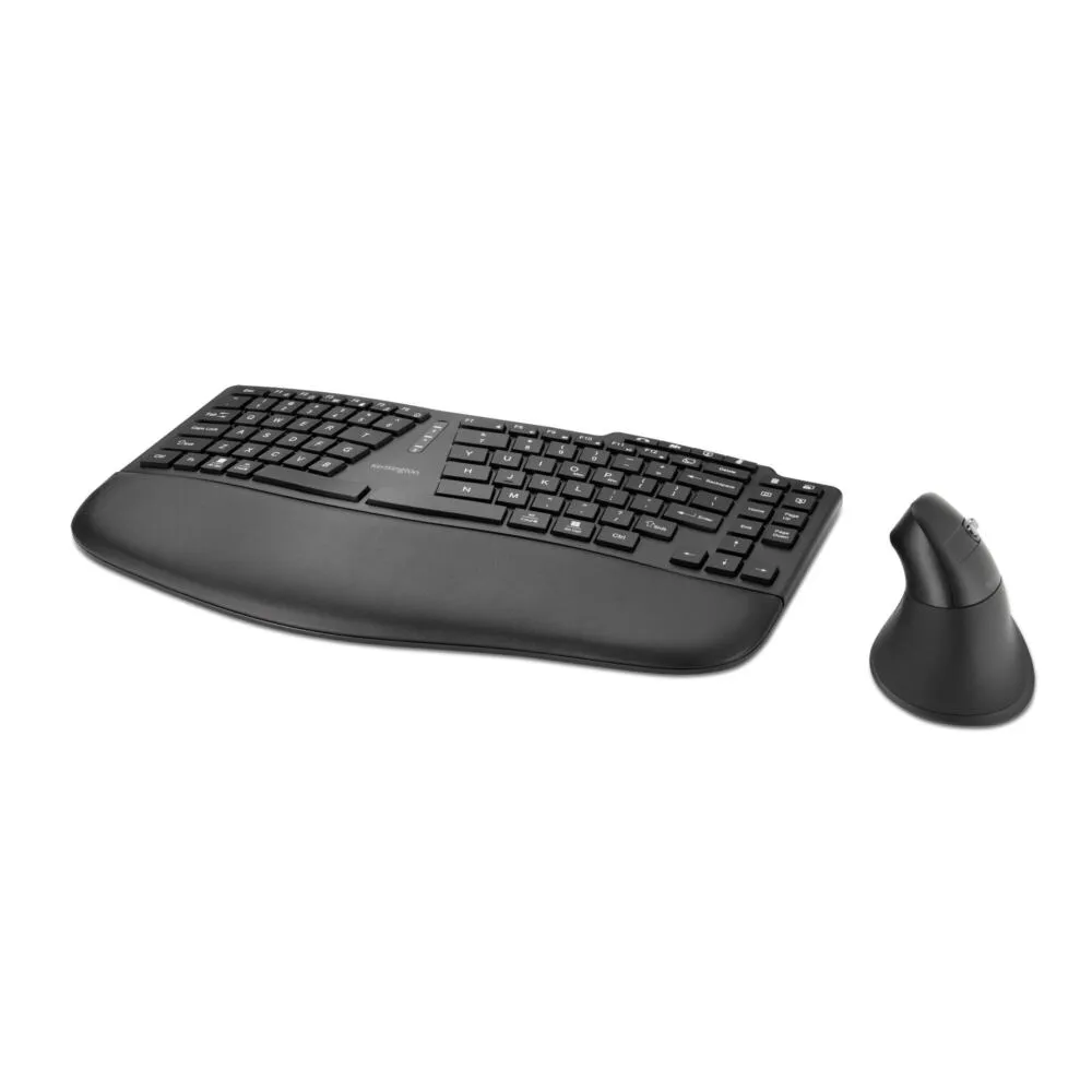 Kensington Pro Fit Ergo KM675 EQ Fare dahil Ofis RF Kablosuz + Bluetooth QWERTY İspanyolca Siyah Klavye Thumbnail 1