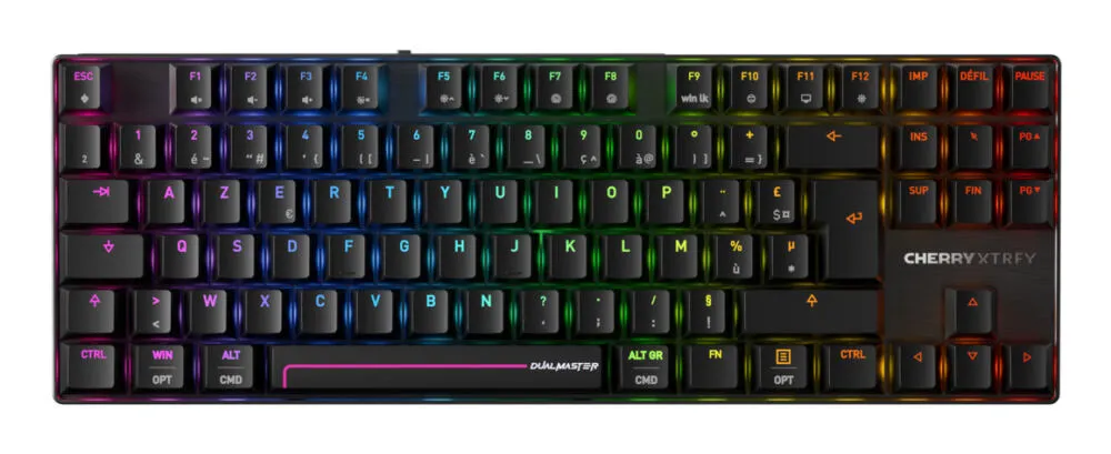 CHERRY MX 8.2 Pro TMR Wireless Oyun USB + RF + Bluetooth AZERTY Fransızca Siyah Klavye