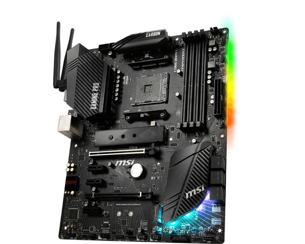 MSI B450 GAMING PRO CARBON AC 7B85-001R AM4 4x DDR4 2x M.2 ATX Anakart Thumbnail 1