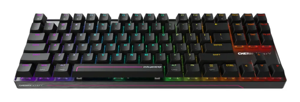 CHERRY MX 8.2 Pro TMR Wireless Oyun USB + RF + Bluetooth QWERTY ABD Uluslararası Siyah Klavye Thumbnail 1