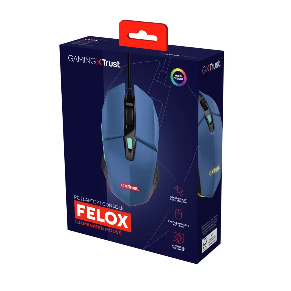 Trust GXT109B FELOX 25067 6400 DPI Oyuncu Faresi Thumbnail 9