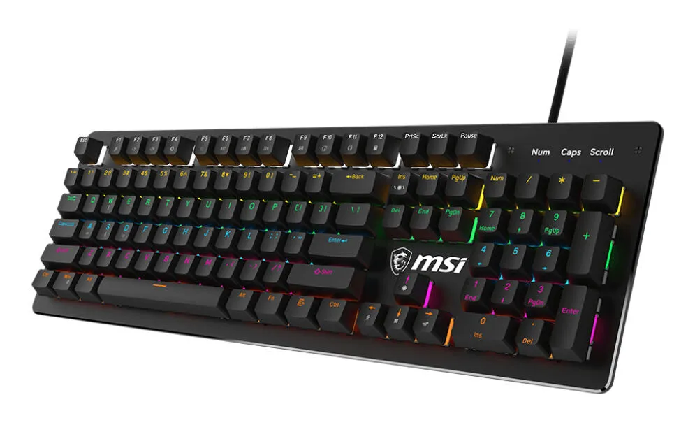MSI FORGE GK300 BLUE ES Oyun USB QWERTY İspanyolca Siyah Klavye Thumbnail 2