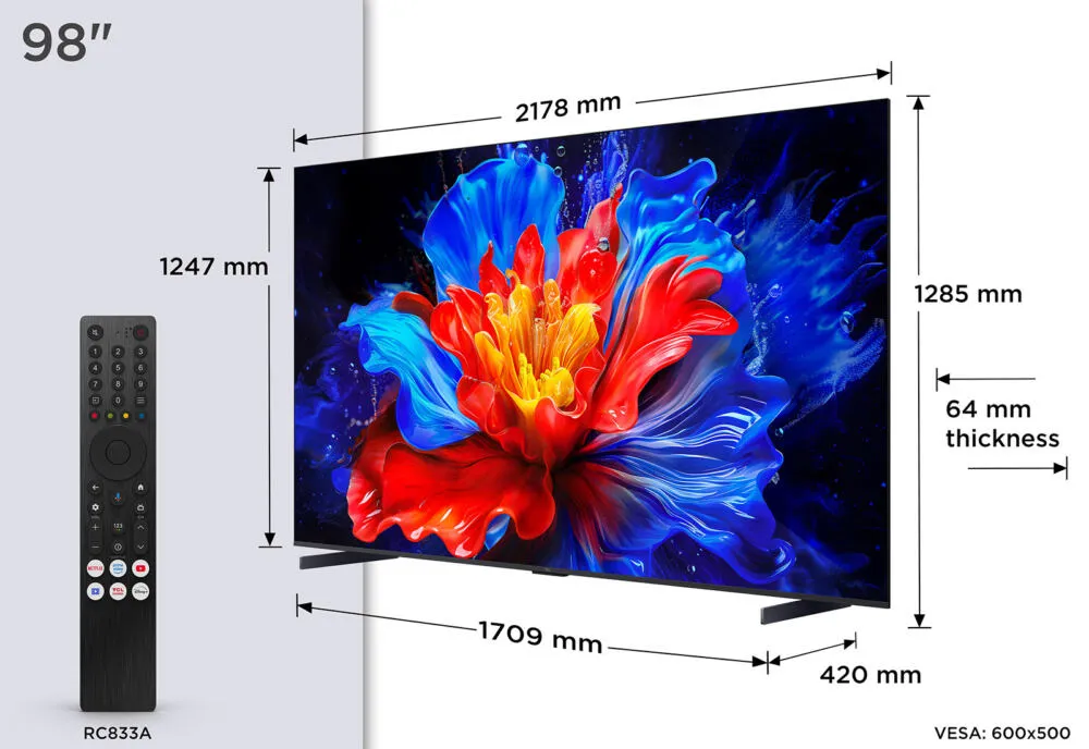 TCL 98P8K-UK 98" 4K QLED HDR Ultra HD Google 98 inç 4K HD TV Thumbnail 2