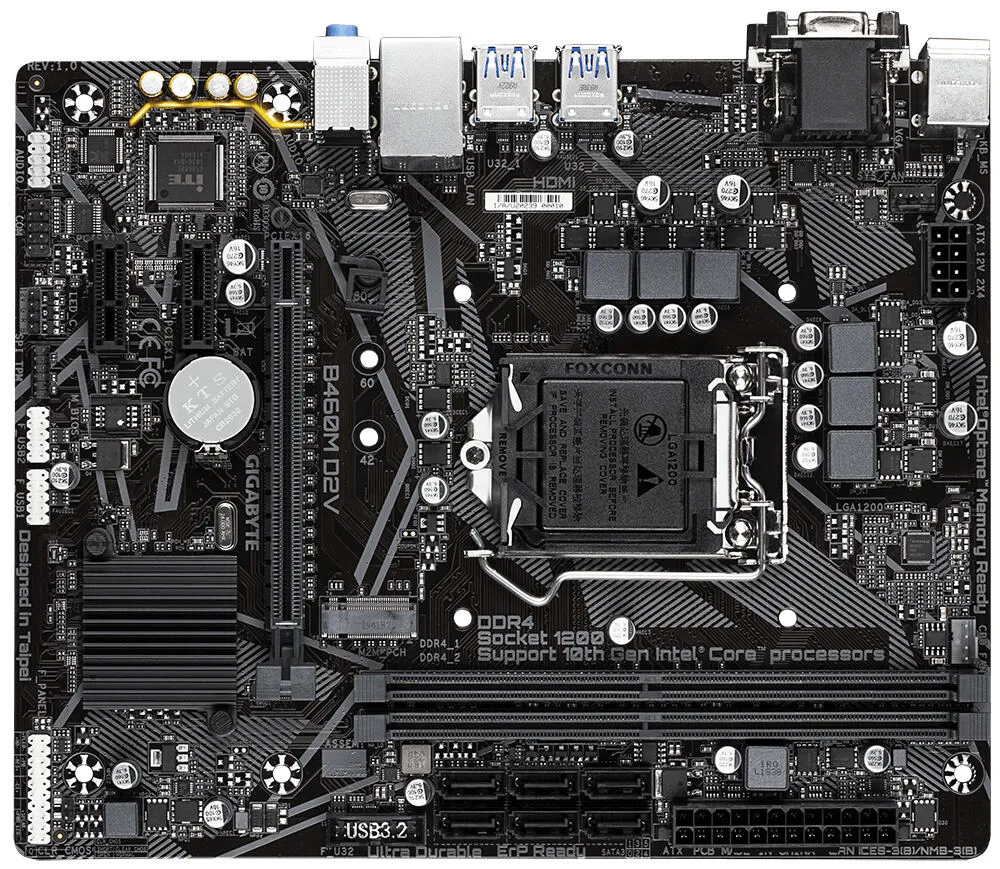 GIGABYTE B460M D2V LGA1200 2x DDR4 1x M.2 Micro-ATX Anakart Thumbnail 2