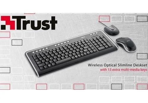 Trust Mono Display Keyboard & Mouse Fare dahil RF kablosuz Siyah Klavye