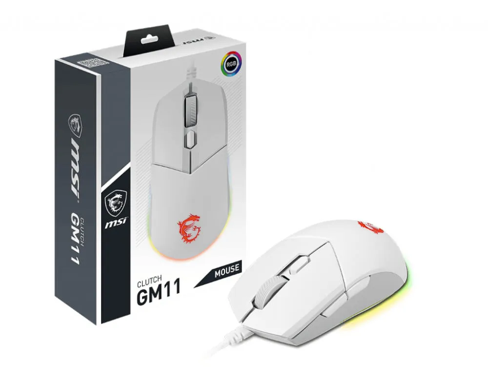 MSI CLUTCH GM11 WHITE S12-0401950-CLA 5000 DPI Oyuncu Faresi Thumbnail 8