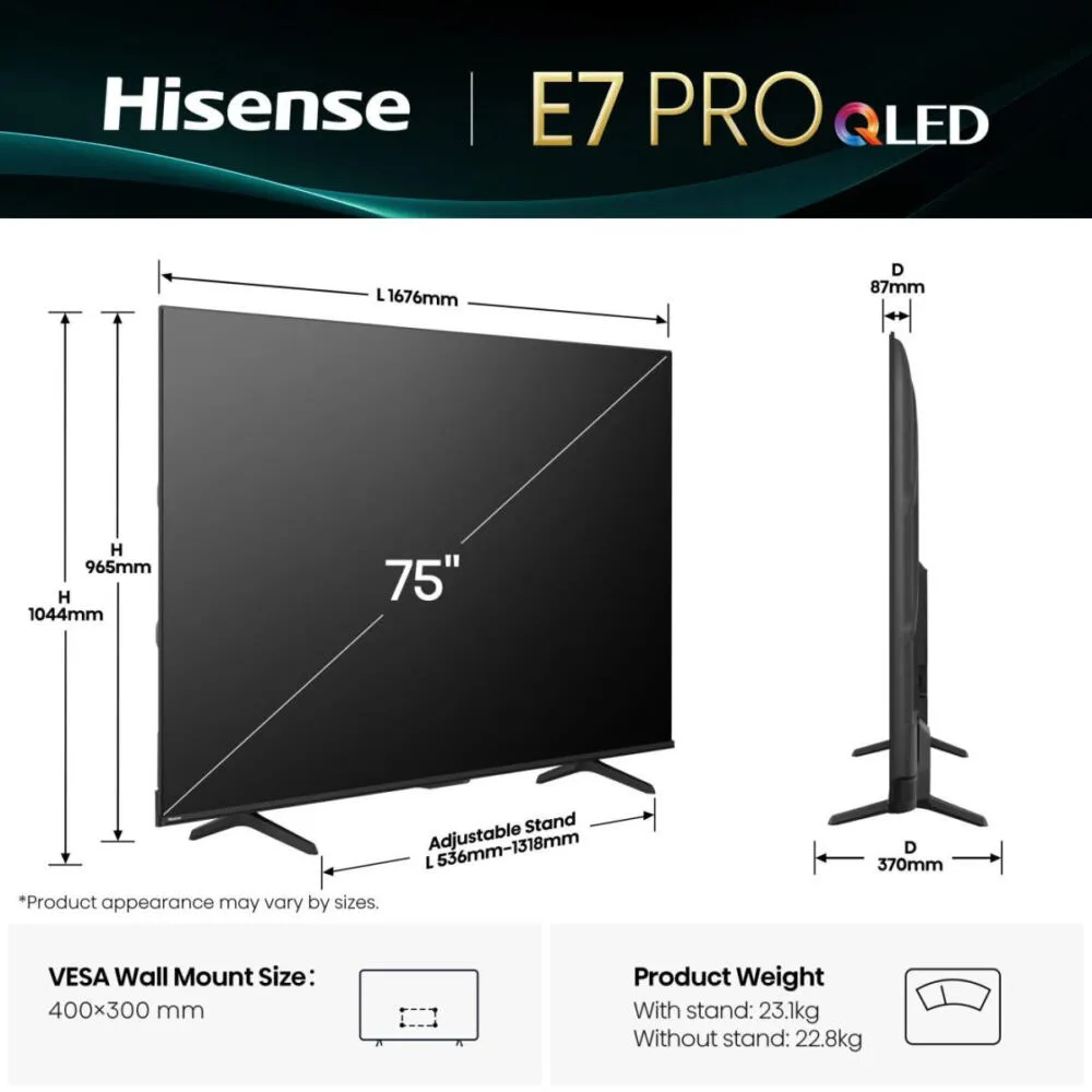 Hisense 75E77Q PRO 20015845 75 inç 144Hz 4K Ultra HD QLED TV Thumbnail 2