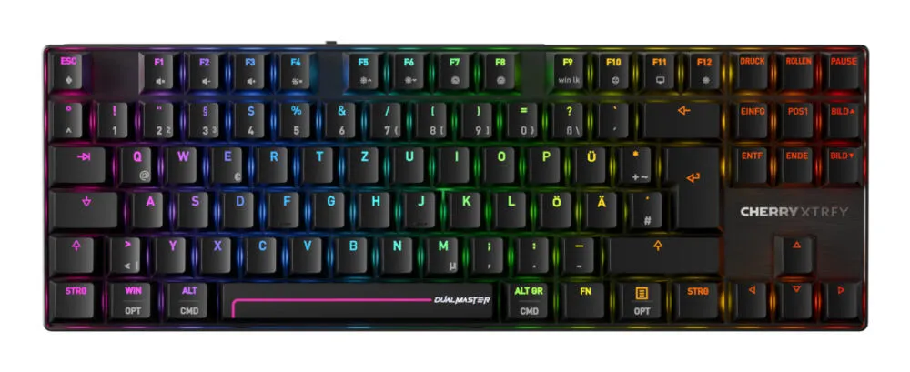 CHERRY MX 8.2 Pro TMR Wireless Oyun USB + RF + Bluetooth QWERTZ Almanca Siyah Klavye