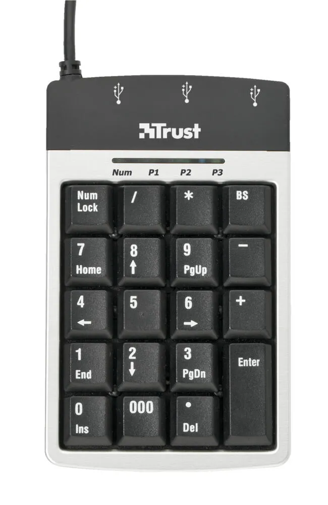 Trust Keypad & 3 Port USB2 Hub KP-1300p 14714 Klavye Thumbnail 2