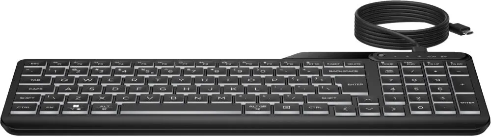 HP 405 Multi-Device Backlit Wired Keyboard 7N7C1AA#ABB Klavye Thumbnail 10