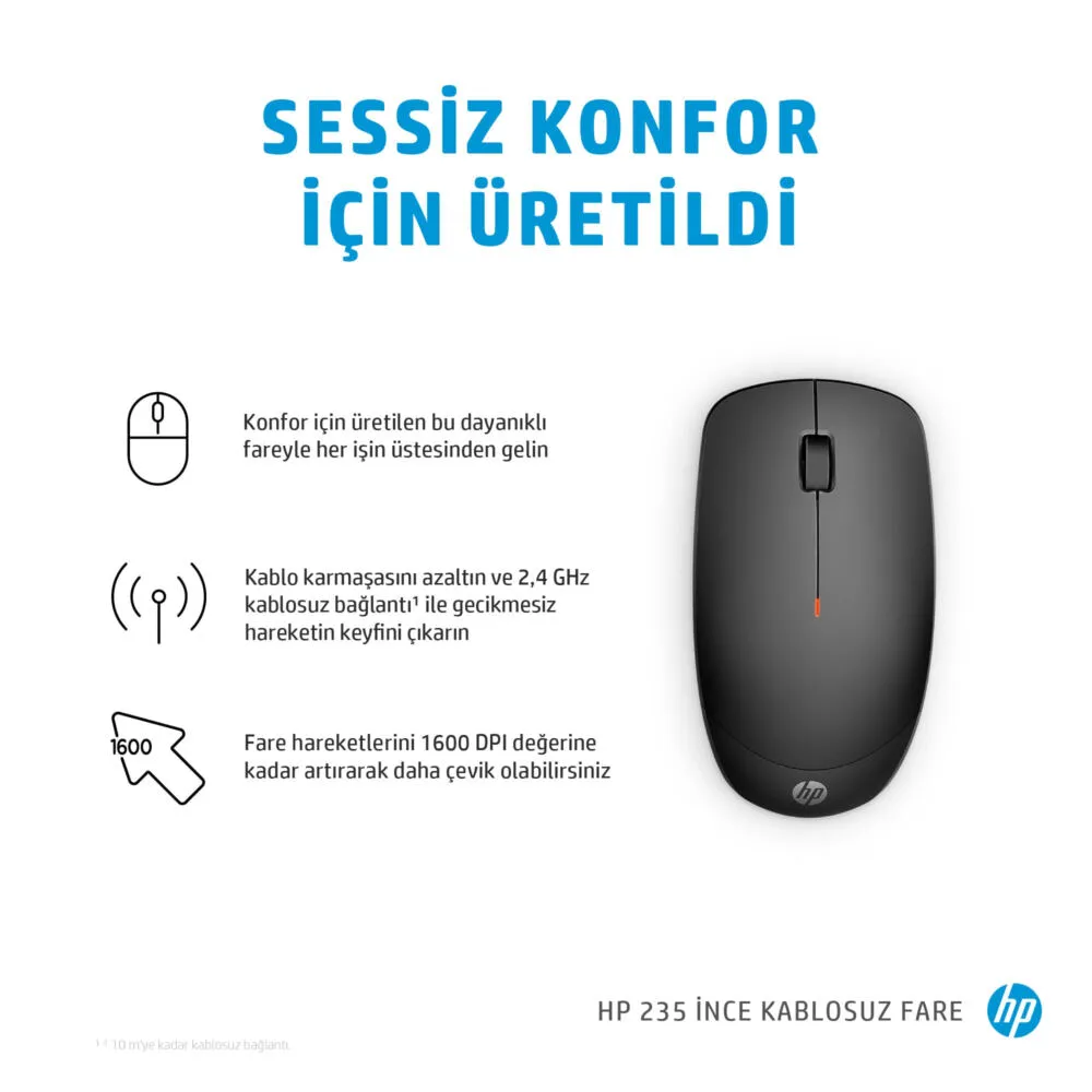 HP 235 İnce 4E407AA 1600 DPI Kablosuz Mouse Thumbnail 8