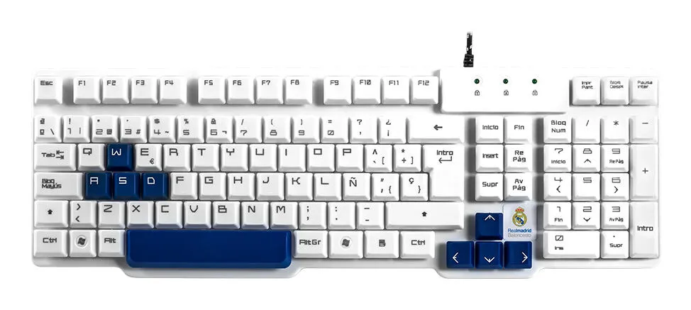 Mars Gaming MCPCHAMPIONRM Fare dahil Oyun USB QWERTY İspanyolca Mavi, Beyaz Oyuncu Klavyesi Thumbnail 2