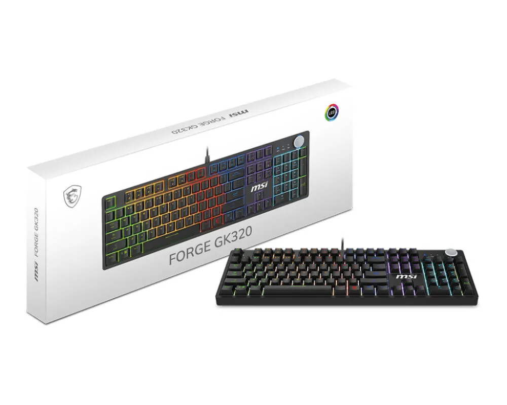 MSI FORGE GK320 RED Oyun USB QWERTY ABD Uluslararası Siyah Klavye Thumbnail 4