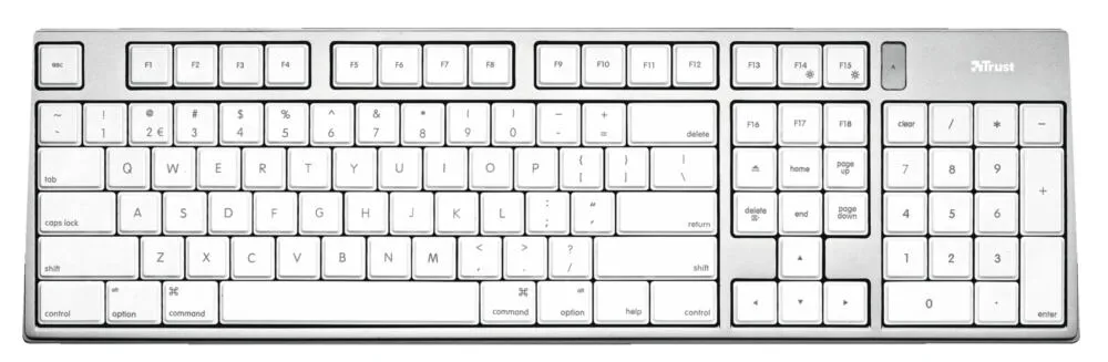 Trust Slimline Aluminium Keyboard for Mac USB Beyaz Klavye Thumbnail 1