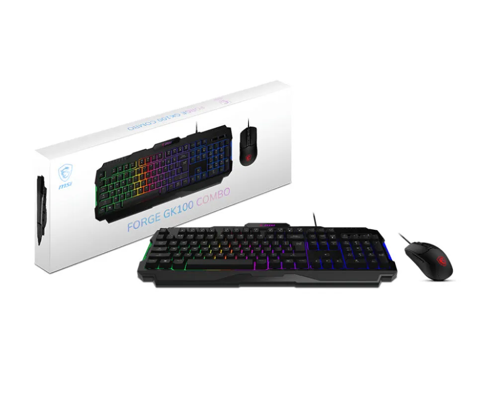 MSI FORGE GK100 COMBO Fare dahil Oyun USB QWERTY İspanyolca Siyah Klavye & Mouse Seti Thumbnail 4