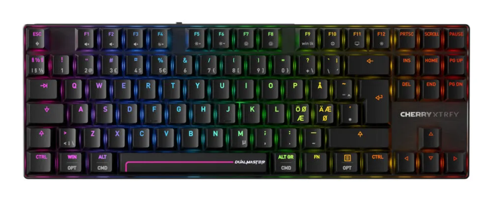 CHERRY MX 8.2 Pro TMR Wireless Oyun USB + RF + Bluetooth QWERTY İskandinav Siyah Klavye