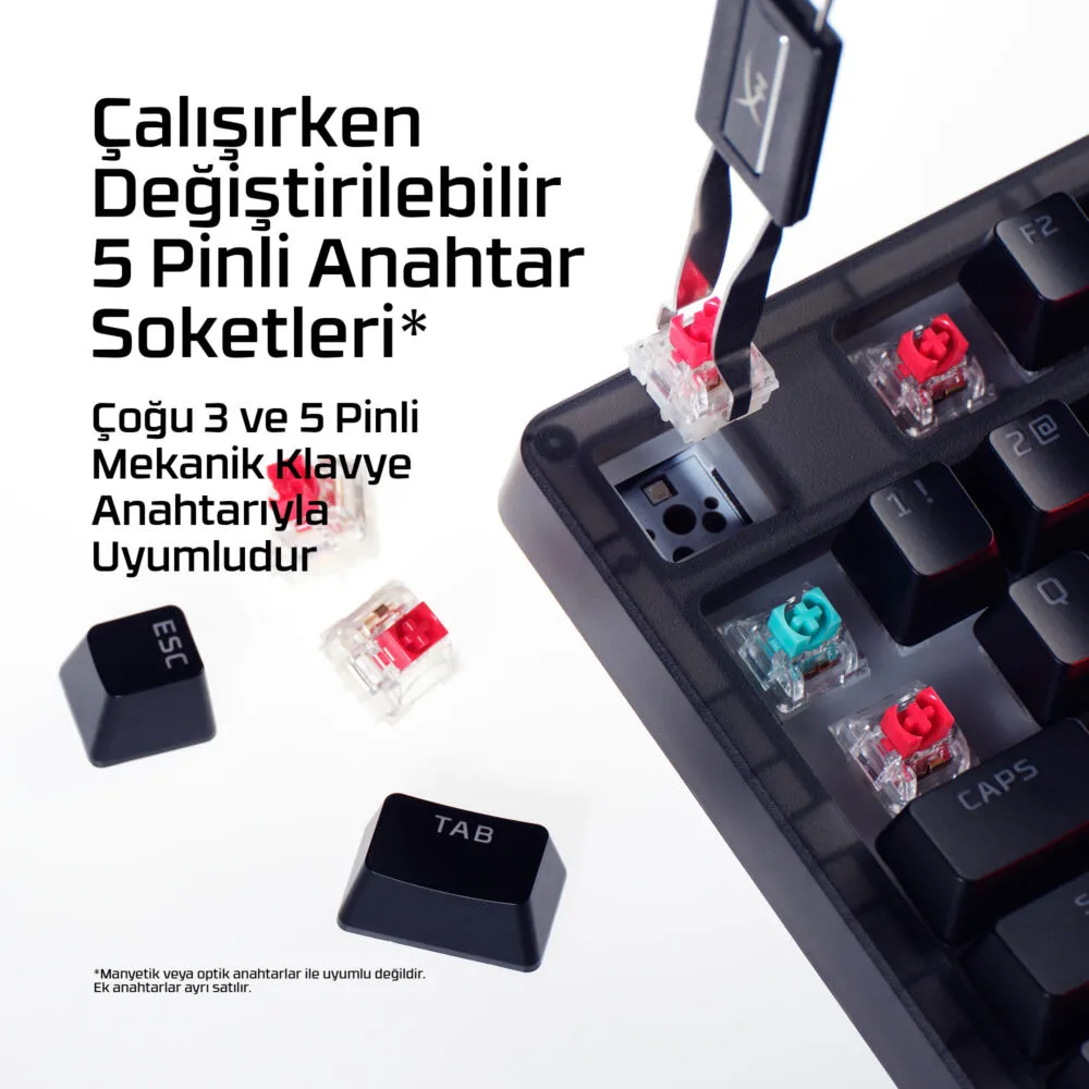 HyperX Origins 2 1800 B4QS4AA Mekanik RGB Oyuncu Klavyesi Thumbnail 7