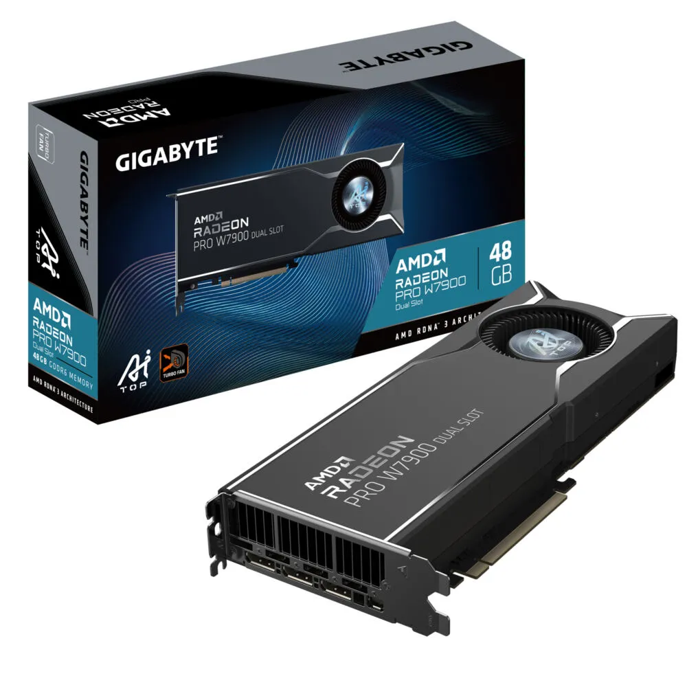 GIGABYTE Radeon PRO W7900 Dual Slot AI TOP 48G AI TOP 48G GDDR6 Ekran Kartı