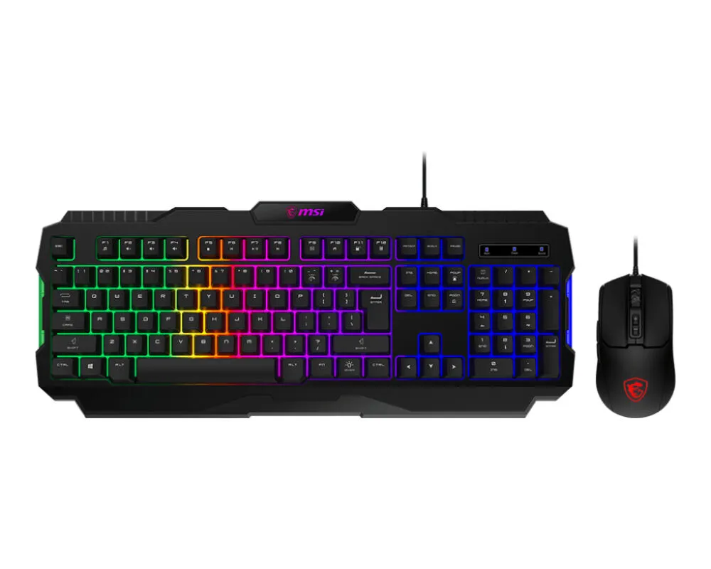 MSI FORGE GK100 COMBO Fare dahil Oyun USB QWERTY İspanyolca Siyah Klavye & Mouse Seti