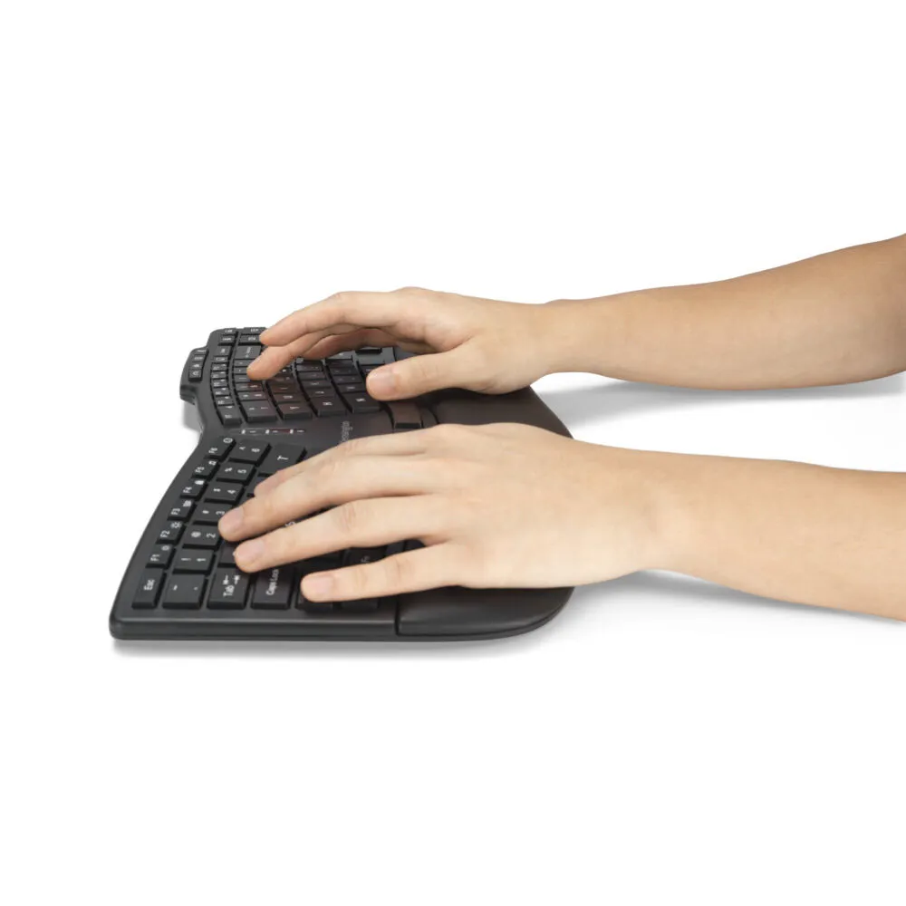 Kensington Pro Fit Ergo KM675 EQ Fare dahil Ofis RF Kablosuz + Bluetooth QWERTY İspanyolca Siyah Klavye Thumbnail 3