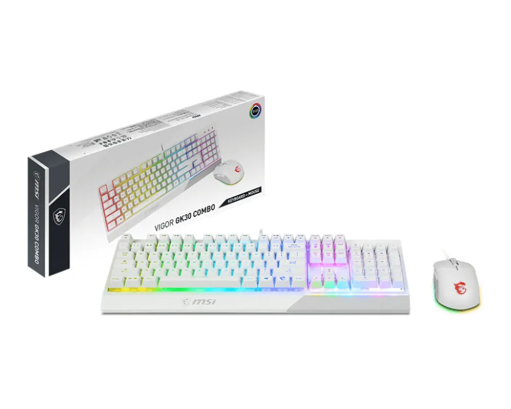MSI VIGOR GK30 COMBO WHITE VIGORGK30CW Mekanik RGB Klavye & Mouse Seti Thumbnail 7