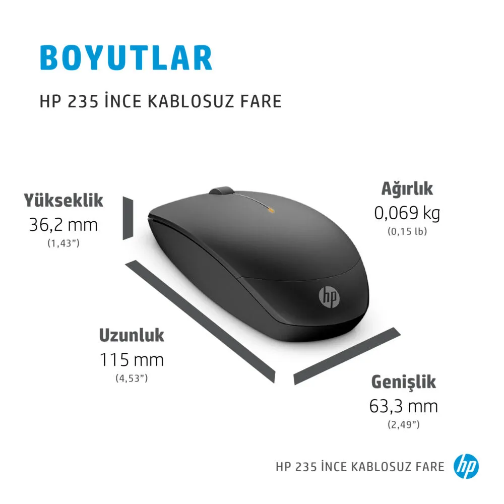 HP 235 İnce 4E407AA 1600 DPI Kablosuz Mouse Thumbnail 6