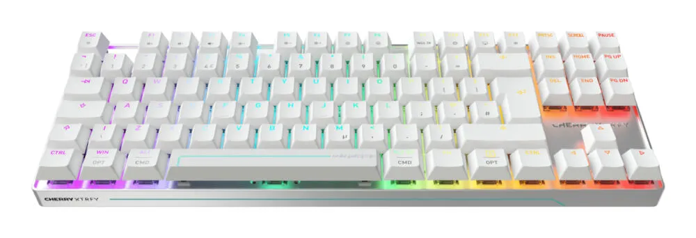 CHERRY MX 8.2 Pro TMR Wireless Oyun USB + RF + Bluetooth QWERTY İngiliz İngilizcesi Gümüş, Beyaz Klavye Thumbnail 1