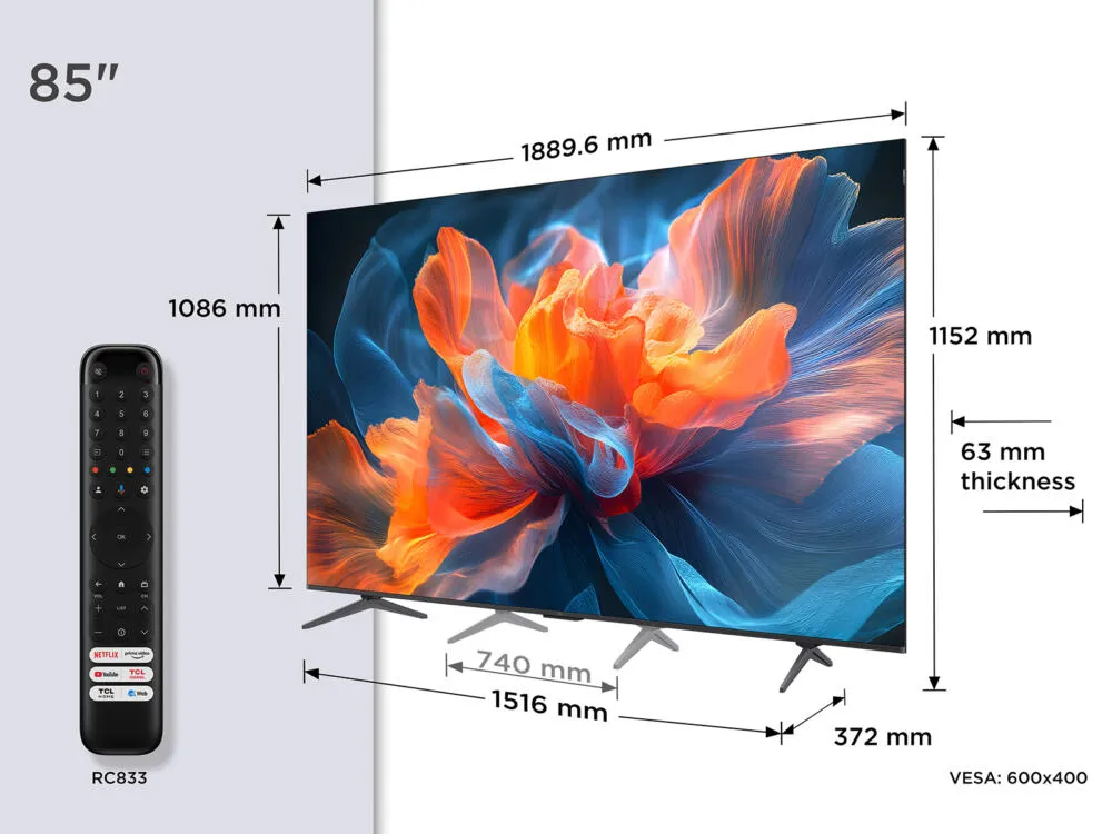 TCL T8C 85 inch 4K Ultra HD QLED Smart Google 85T8C-UK 85 inç TV Thumbnail 2