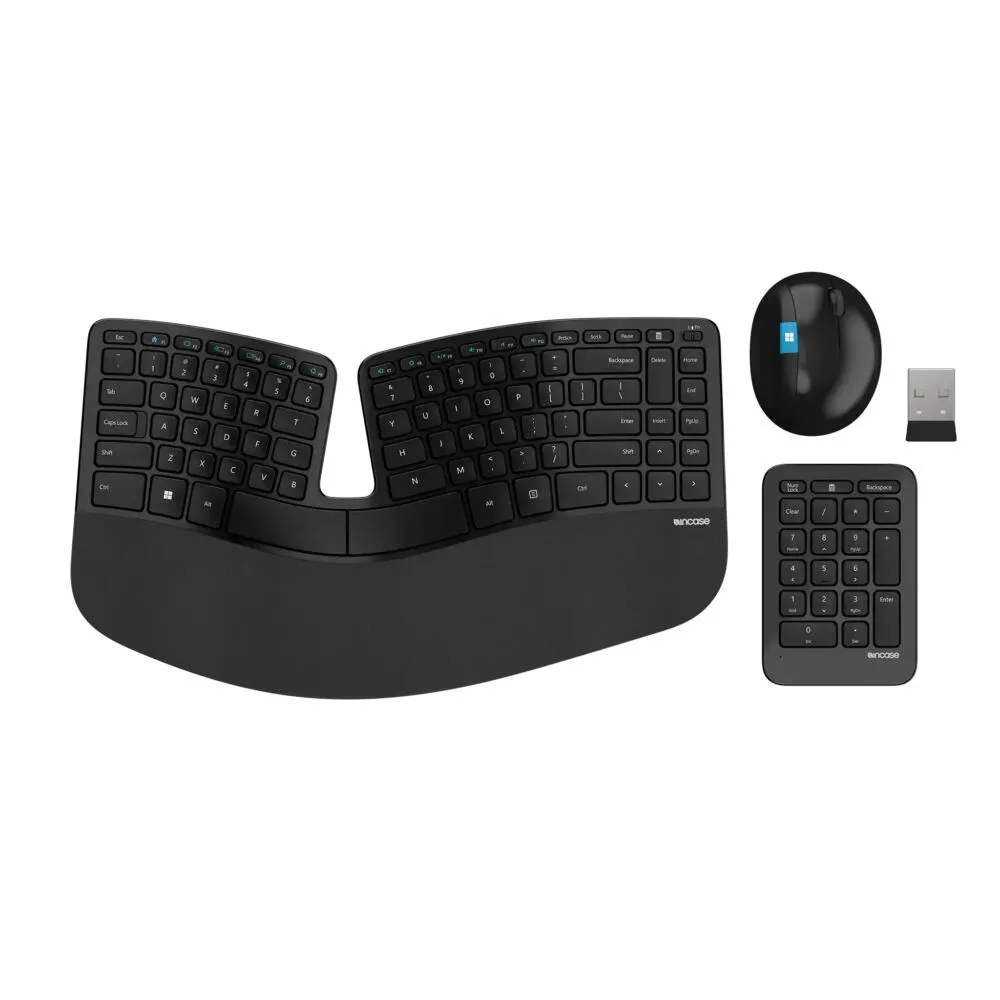 Incase Designed by Microsoft Sculpt Ergonomic Desktop Fare dahil Ofis RF kablosuz QWERTY Fransızca Siyah Klavye