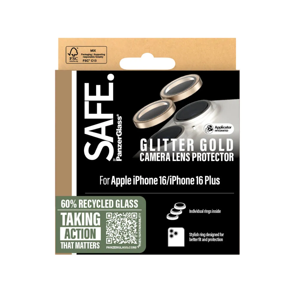 PanzerGlass SAFE. by PanzerGlass® Camera Lens Protector Glitter Gold iPhone 16 | 16 Plus SAFE95894 Thumbnail 3