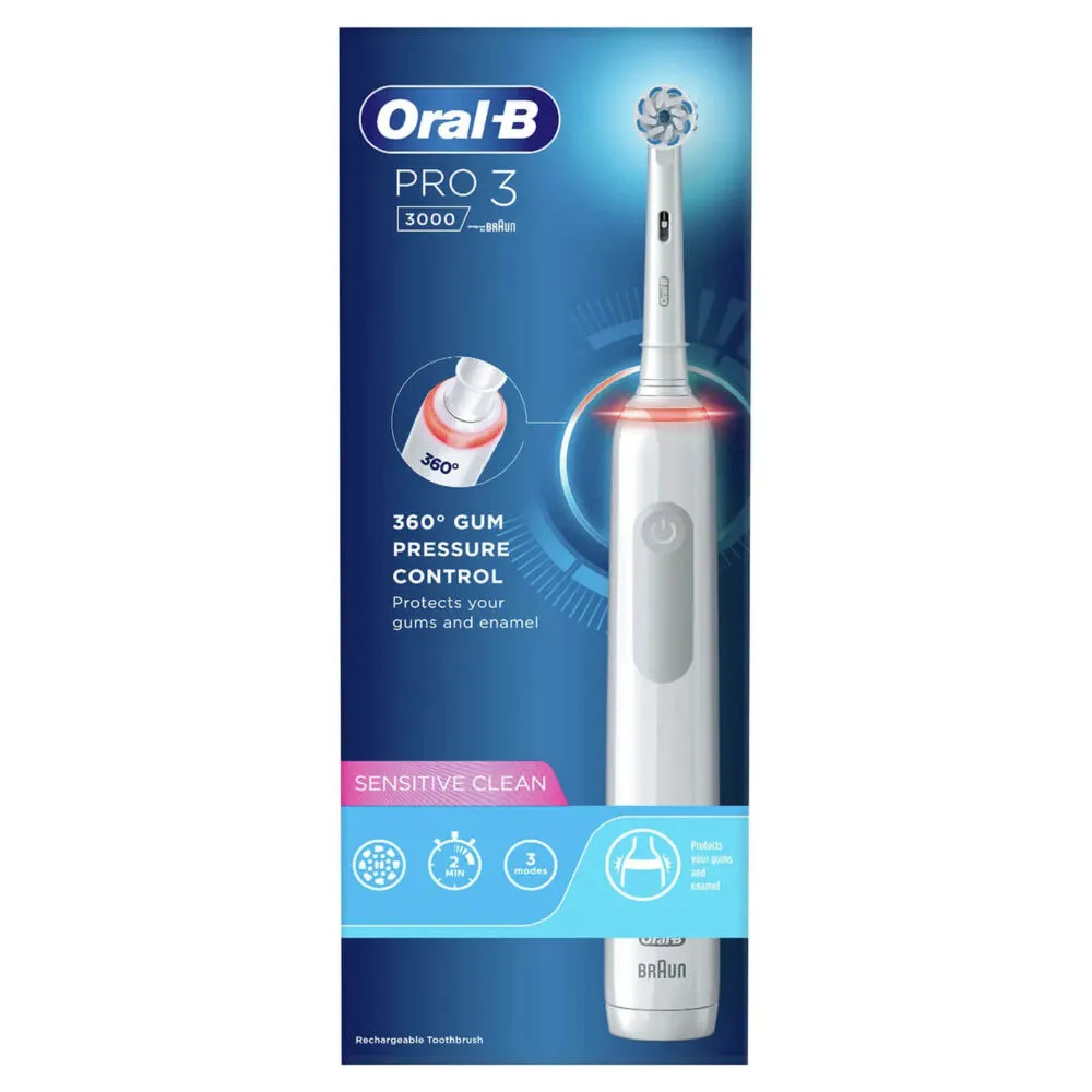 Oral-B Pro Sensitive Clean Pro 3 Yetişkin Döner-titreşimli diş fırçası Beyaz Şarjlı Diş Fırçaları