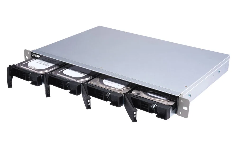 QNAP TS-431XeU NAS Yatay (1U) Annapurna Labs Alpine AL-314 8 GB DDR3 8 TB HDD QNAP Turbo System Siyah, Paslanmaz çelik Thumbnail 1
